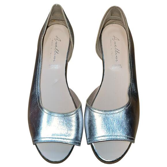 Avellini Shoes - Avellini D'Orsay Open Toe Flats Silver Leather Made in Italy